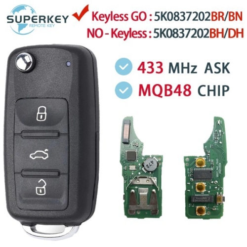 �����ٰ� VW ��Ÿ ��Ʋ Ʈ�������� �÷��� 2016-2020 Ű���� �� 433MHz MQB48 Ĩ 5K0837202BN