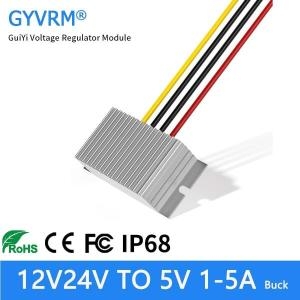 퀵실버 DC 24V-5V1A 2A 3A 4A 5A 스텝 다운 모듈 12V-5V 25W 전력 변환기 8-36V 입력 전압 지원