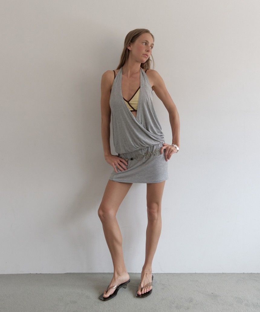 아수라 SUNSET WRAP DRESS MELANGE GREY AOP143MG0F