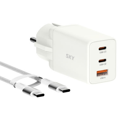 스카이랩 스카이 필 PD PPS 65W 3포트 GaN 접지형 충전기 SKY-GE10 (케이블포함)_이미지