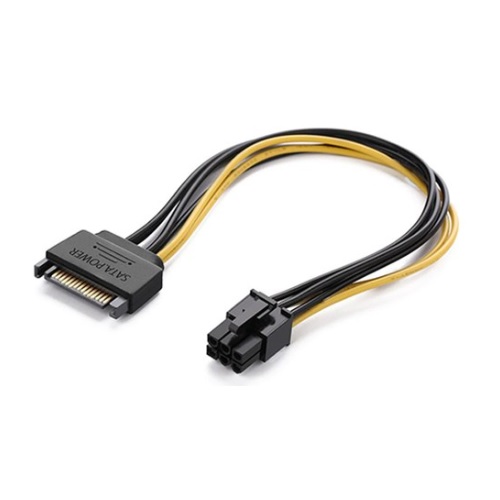 UGREEN U-10635 SATA 15핀 to PCIe 6핀 전원 케이블 (0.2m)_이미지