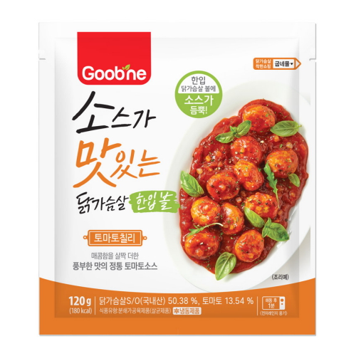 지앤건강생활 굽네 소스가 맛있는 닭가슴살 한입 볼 토마토칠리 120g (3개)