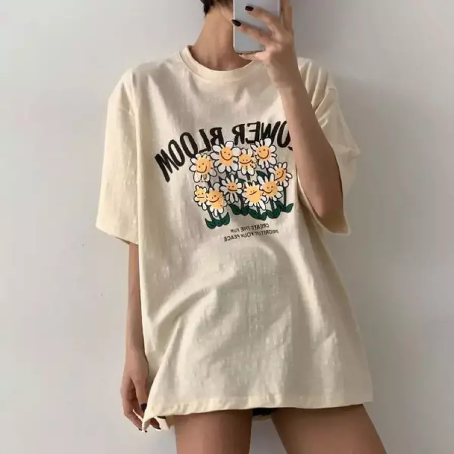 아이우먼 스마일블룸반팔티셔츠 MCX621M605 빅사이즈