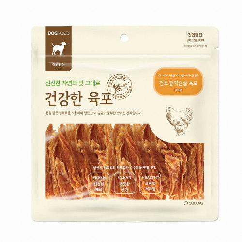 굿데이펫 ㅤ건강한육포 건조 닭가슴살 육포 300g (1개)_이미지