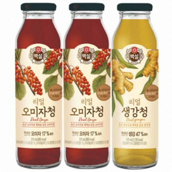 CJ제일제당 백설 리얼 오미자청 310ml x 2개+생강청 310ml (1개)