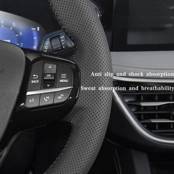 NAU 자동차 핸들 커버 Re lt Megane 3 2009-2014 Scenic Flue 스티어링 휠 악세서리 용 가죽_이미지