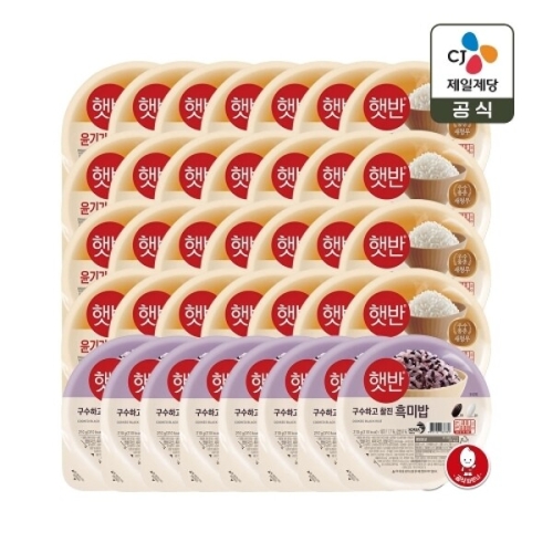 햇반 윤기가득 쌀밥 210g 28개 + 흑미밥 210g 8개