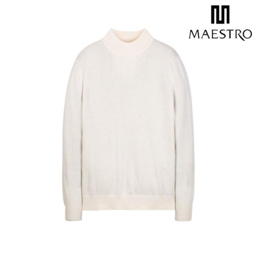 LF 마에스트로 화이트 캐시미어 모크넥 니트 MASW5D002WT