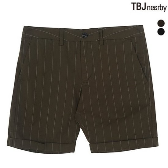 TBJ 4부 면스판 스트라이프 원턱 팬츠 T182PT590P