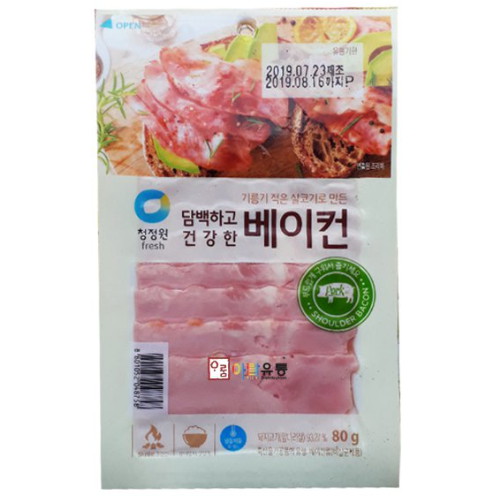 대상 청정원 담백하고 건강한 베이컨 80g (4개)_이미지