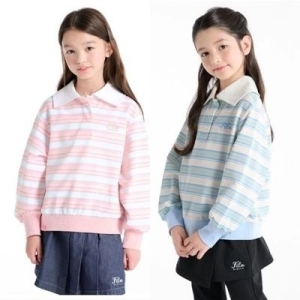 FILA KIDS 에리 변형 스트라이프 맨투맨-FK253PO07G002