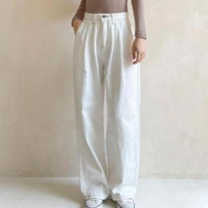 오노마 ONM 화이트 바지 캐주얼 여성 팬츠 데일리 세미와이드 33423960_이미지