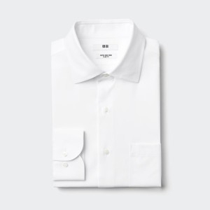 유니클로 남성 슈퍼 논아이론 슬림핏 셔츠 세미와이드 카라 화이트 475902