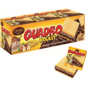 Quadro Pocket Wafers Chocolate 세모아 쿼드로 포켓 카카오 초콜렛 웨하스 프랑스 과자 간식 스낵