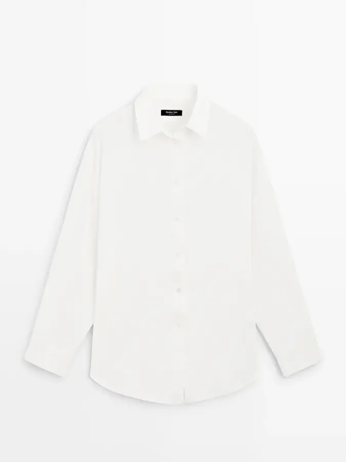 전체적 린넨 하늘거리는 셔츠 Grbrochenes Weiss 4903101