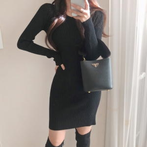드레스날다 리엘 라운드 슬림 골지 니트 미니원피스 ops1215_이미지