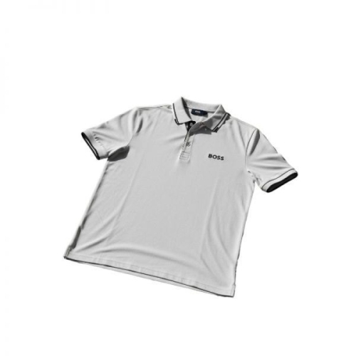 휴고보스 패디 콘트라스트 로고 코튼 혼합 폴로 셔츠 그레이 150907092_이미지