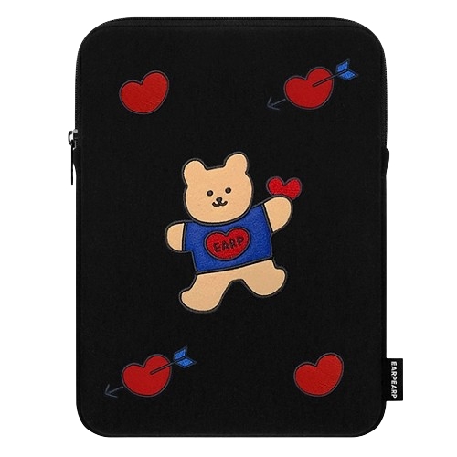 BEAR HEART-BLACK 아이패드 파우치 11인치형