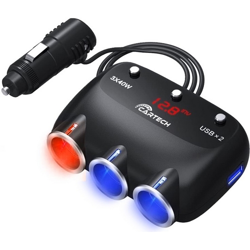 카테크 2USB 볼트게이지 3구소켓 CT-413