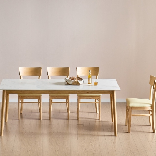 스코나 프로비 포세린 세라믹 원목 식탁 1800 (의자4개)_이미지