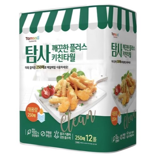 탐사 깨끗한 플러스 키친타월 250매 (12입) (5팩(60입))_이미지