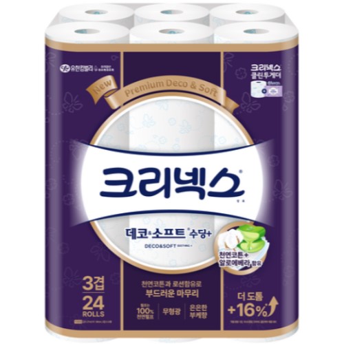 크리넥스 데코 앤 소프트 수딩플러스 27m (24롤) (3팩)_이미지