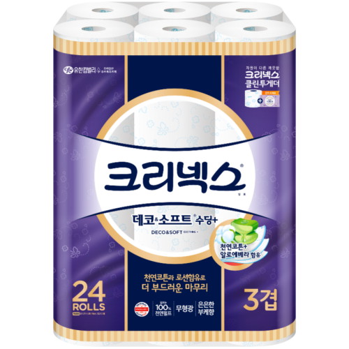 크리넥스 데코 앤 소프트 수딩플러스 27m (24롤) (3팩)_이미지