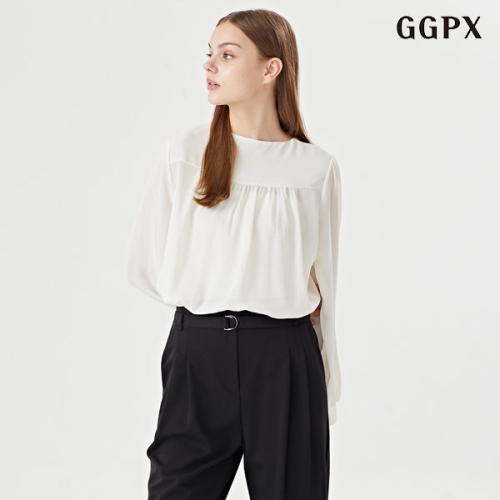  GGPX 스퀘어넥 시스루 페미닌 긴팔 블라우스 GOCBA005D