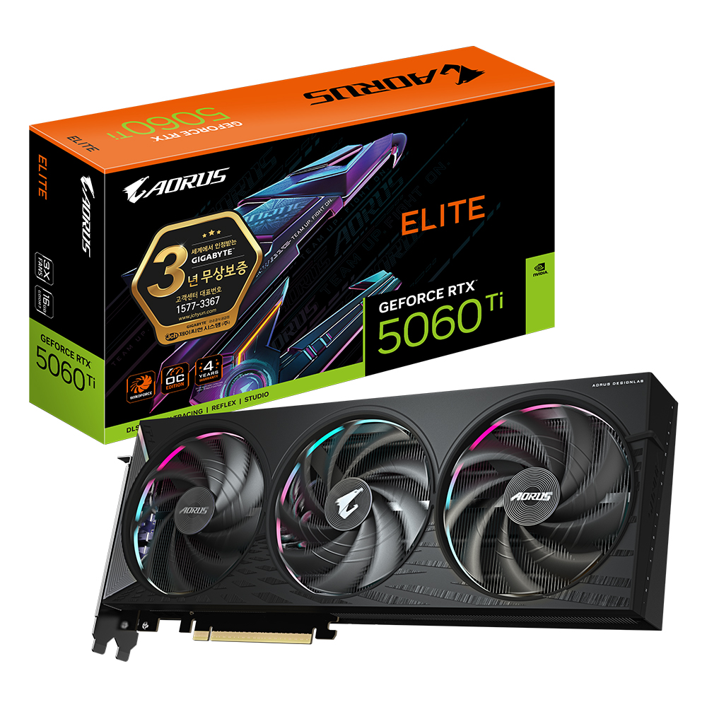 GIGABYTE AORUS 지포스 RTX 5060 Ti ELITE D7 16GB 제이씨현