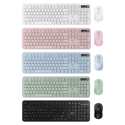 지클릭커 OFFICEPRO WMK725 무선 키보드 마우스 세트 (블루)_이미지