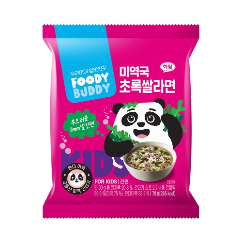 하림 푸디버디 미역국 초록쌀라면 봉지 78g (1개)_이미지