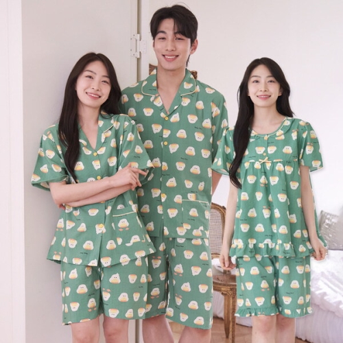 토토와모모 커플잠옷 여성 남자 반팔 잠옷 신혼부부 연인 파자마 24S205-105 NR면_이미지