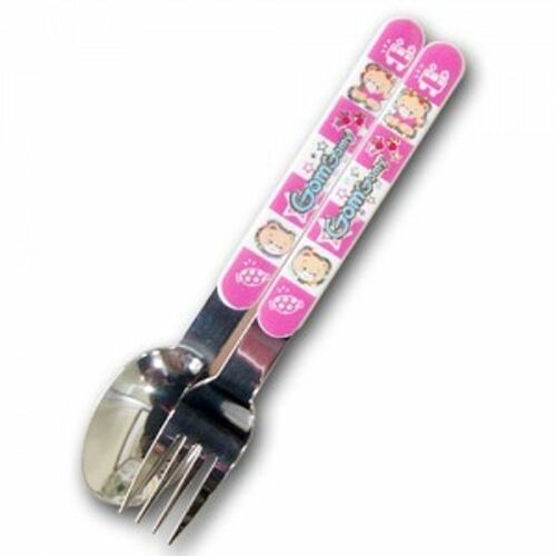 토탈하프라인 칼라 곰고미 2P 스푼 포크 세트 어린이 숟가락 도시락_이미지