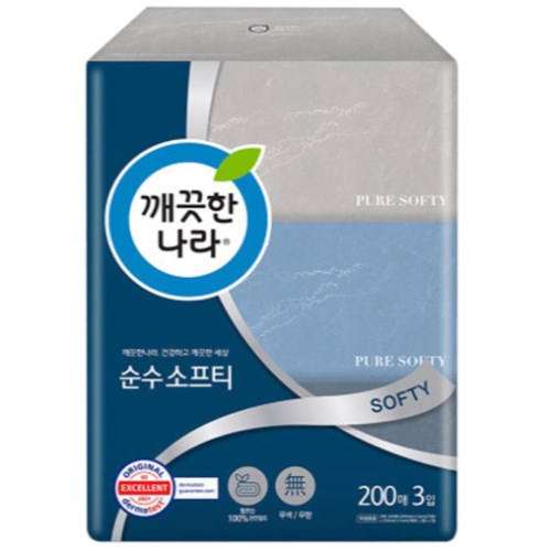 순수 소프티 미용티슈 200매 (3입)
