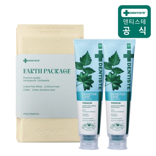 덴티스테 어스패키지 선물세트 뉴 센서티브 케어 치약 200g 2개입 (1세트)_이미지