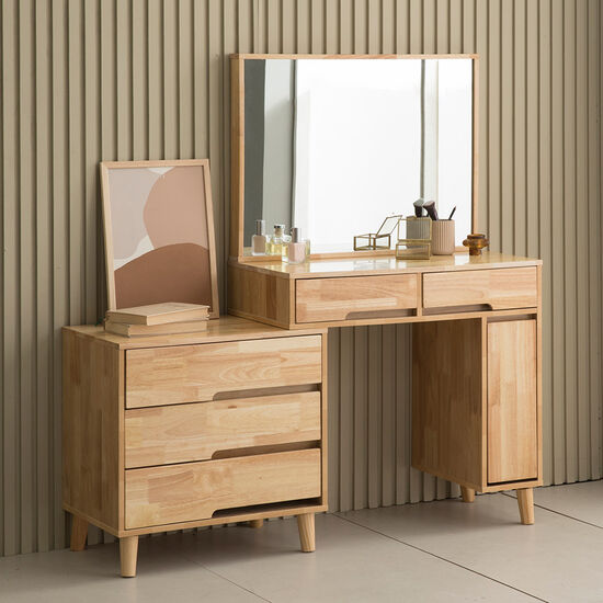 동서가구  루카 고무나무 원목 확장형 서랍 거울 화장대 800