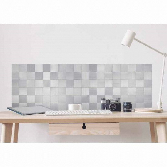 현대시트 접착식 메탈 타일 바둑사각 50mm 시트지 (20장, 30cm x 30cm)_이미지