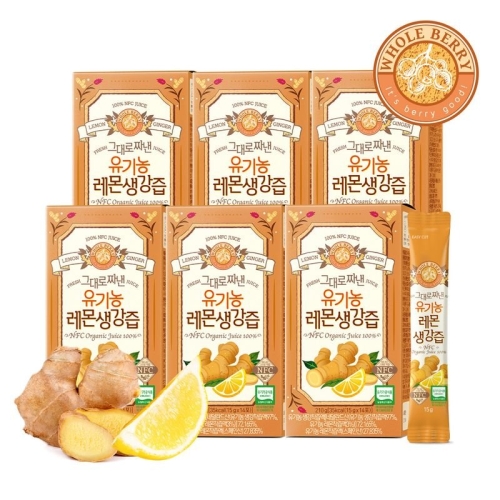 홀푸드코리아 홀베리 1일1레몬 유기농 레몬생강즙 15g 14포 (6개)