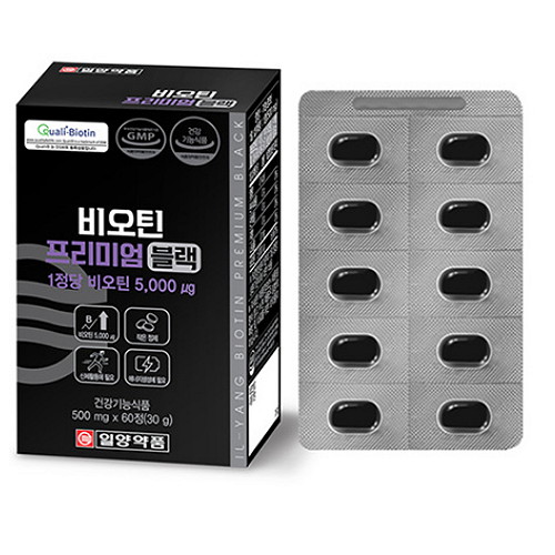 일양약품 비오틴 프리미엄 블랙 60정 (2개)_이미지