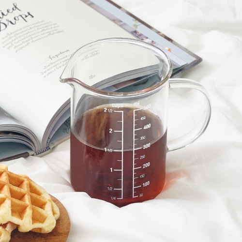 프리미엄 비커 내열 유리 계량컵 500ml / 홈카페 유리잔 컵 저그
