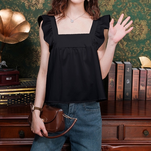 루벤 스퀘어 나시 블라우스 L24SMBL032913 L 55.5 블랙