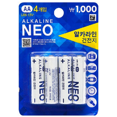 다이소 ㅤ네오셀 알카라인 건전지 AA (4알)_이미지