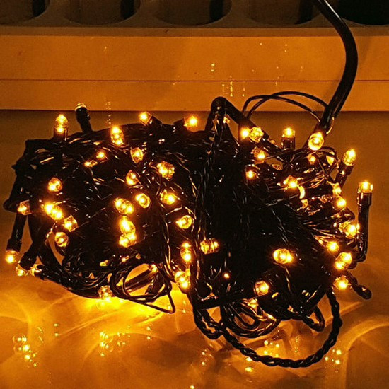 탄탄LED LED 전원일체형 검정선 황색 트리전구 100구