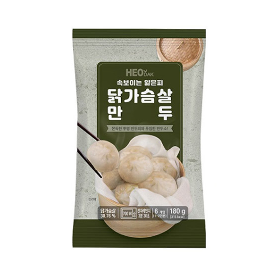허닭 속보이는 얇은피 닭가슴살 만두 180g (10개)_이미지