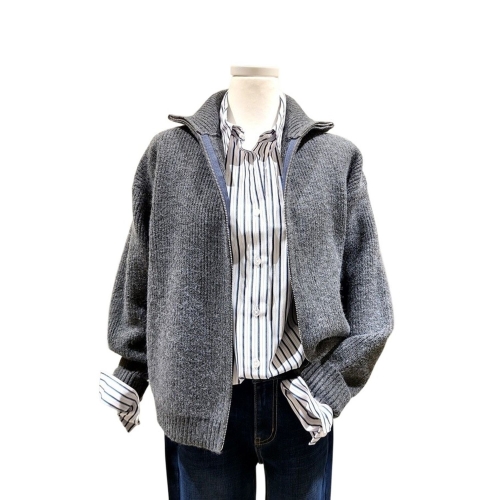 비지트인뉴욕 골지 집업 가디건 VBBGD641_이미지