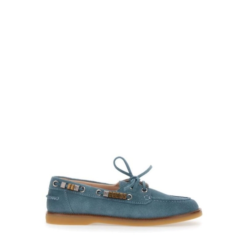 핑코 PINKO Grace Light Blue Loafers with Side Laces and Logo Details in S.._이미지