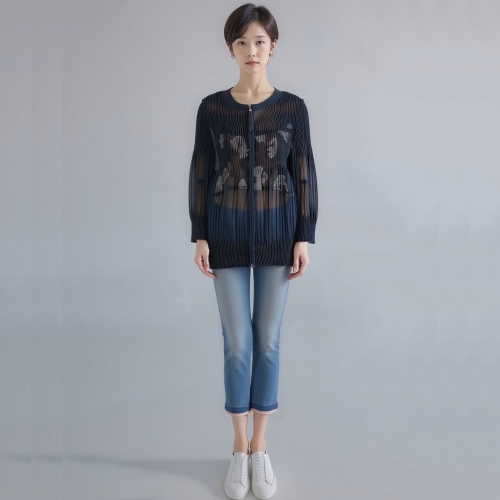 모라도 24년 봄 여름 중년 여성 꽃 배색 깔깔이 주름 점퍼MNM5JP460H-CC