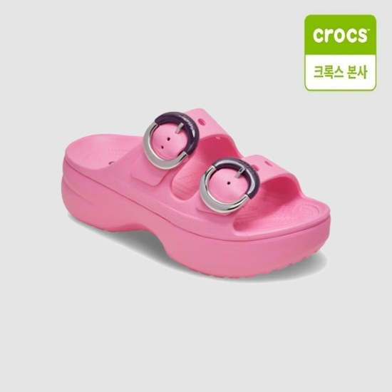 크록스 여성 새터데이 플랫폼 딥디드 버클 샌들_213246 (669, 핑크 레모네이드)_이미지