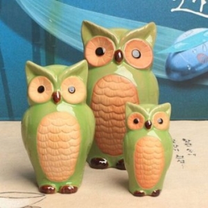 디에스몰 녹색 키다리 부엉이 소품인형 3P세트
