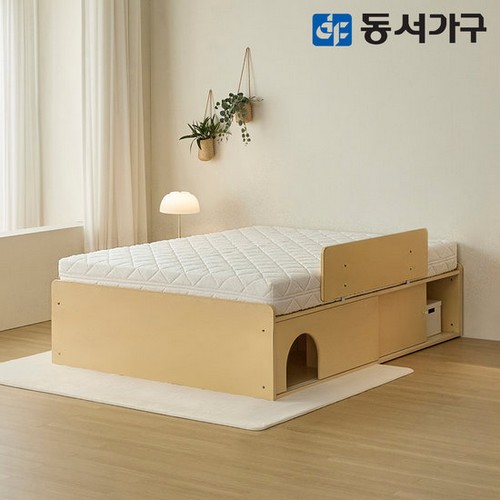 동서가구 뉴라보 A타입 수납 침대 Q+안전가드 (편백황토숯독립)_이미지